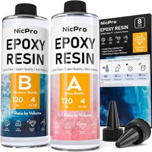 imageNicpro 2 Gallon Crystal Clear Epoxy Resin Kit Not Yellowing ampamp Bubbles Free Food Safe Resin for Coating and Casting Craft DIY Jewelry Making Art Molds Tables Top Wood8 oz