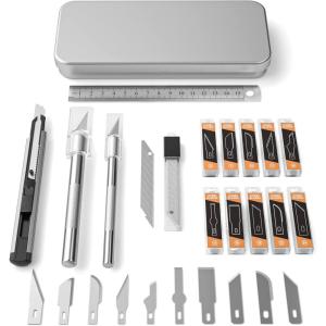 imageNicpro 43 PCS Craft Knife Set with Metal Case Hobby Knife with Various SK5 Hobby Art Blades for Precision Cutting Crafting Art Carving Leather ampamp Wood Cutting Tools Sharp Pen Knife Utility Knife