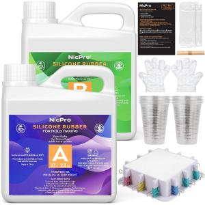 imageNicpro 74oz Silicone Mold Making Kit Liquid Silicone Rubber for Mold Making Jade Green Flexible ampamp Food Safe Silicone Mold Kit Mix Ratio 11 Casting Silicone for Resin Molds with Mold HousingTranslucent