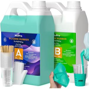 imageNicpro 80 oz Silicone Mold Making Kit 20A Platinum Liquid Silicone Rubber for Mold Maker Jade Green Flexible ampamp Food Safe Mix Ratio 11 for Casting 3D Resins Molds DIY with Gloves Sticks ampamp Cups250 OZ