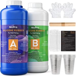 imageNicpro Silicone Mold Making Kit 30A 140 OZ Blue Liquid Silicone for Mold Maker Fast Cure Silicone Rubber for Mold Making Food Safe Molding Silicone for Casting Resin Moldswith Gloves Sticks ampamp Cups80 OZ