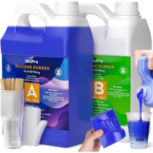 imageNicpro Silicone Mold Making Kit 30A 140 OZ Blue Liquid Silicone for Mold Maker Fast Cure Silicone Rubber for Mold Making Food Safe Molding Silicone for Casting Resin Moldswith Gloves Sticks ampamp Cups250 OZ