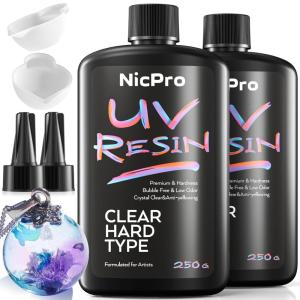 imageNicpro UV Resin Kit 2000g Large Crystal Clear UV Cure Epoxy Resin Supplies Low Odor ampamp Quick Curing Transparent Solar Activated Glue for Jewelry Making Handmade DIY Craft Coating and Casting500 g