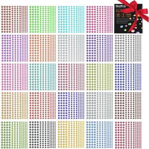 imageRhinestone Stickers 4125 PCS Nicpro Self Adhesive Gems Stick on Face Body Hair Makeup Festival Bling Jewels in 3 Size 25 Colors25 Embellishments Sheet for Decorations Crafts Nail Card25 Sheet 25 Colors