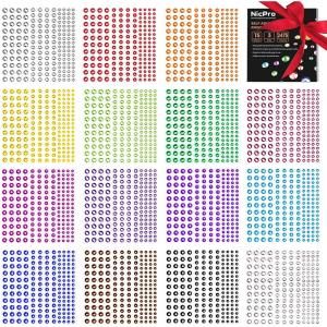 imageRhinestone Stickers 4125 PCS Nicpro Self Adhesive Gems Stick on Face Body Hair Makeup Festival Bling Jewels in 3 Size 25 Colors25 Embellishments Sheet for Decorations Crafts Nail Card15 Sheet 15 Colors