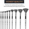 imageNicpro 10 PCS Watercolor Paint Brushes Round Tip Artist Painting Brush Set for Water Color Acrylic Oil Gouache Ink Detail Rock by Number Model Art PaintbrushFan