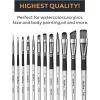 imageNicpro 12pcs Artist Paint Brush Set Pastel Painting Brushes Kit with Flat Round Filbert Angle and Detail Paintbrushes Nylon Bristles Paint Brushes for Acrylic Oil Watercolor Gouache Canvas FaceSilver