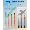imageNicpro 12pcs Artist Paint Brush Set Pastel Painting Brushes Kit with Flat Round Filbert Angle and Detail Paintbrushes Nylon Bristles Paint Brushes for Acrylic Oil Watercolor Gouache Canvas FaceMacaron