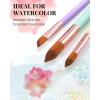 imageNicpro 15PCS Watercolor Brushes Set Artists Professional Watercolor Paint Brush Soft Synthetic Squirrel Hair with Round Flat Dagger Wash for Water Color Gouache Ink  with Holder ampamp BagPink