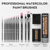 imageNicpro 15PCS Watercolor Brushes Set Artists Professional Watercolor Paint Brush Soft Synthetic Squirrel Hair with Round Flat Dagger Wash for Water Color Gouache Ink  with Holder ampamp BagBlack