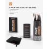 imageNicpro 16 PCS Small Detail Paint Brush Set Professional Miniature Painting Kit Fine Detail Brushes for Watercolor Oil Acrylic Craft Models Rock Painting Paint by Number Come with Holder ampamp BagBrown Silver