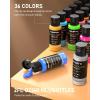 imageNicpro 24 Colors Acrylic Paint Set 2 oz 60 ml with 12 Brushes Non Toxic Art Supplies Kit for Rock Painting Multi Surface Canvas Clay Wood Fabric Craft Ceramic for Kid ampamp Adult Beginner36 Colors