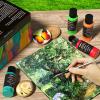 imageNicpro 32 Colors Outdoor Acrylic Paint Bulk with Brush and Sponge Knife NonToxic Paint for Multisurface Rock Wood Fabric Leather Crafts Canvas Shoes and Wall Painting14 Colors