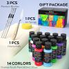 imageNicpro 32 Colors Outdoor Acrylic Paint Bulk with Brush and Sponge Knife NonToxic Paint for Multisurface Rock Wood Fabric Leather Crafts Canvas Shoes and Wall Painting14 Colors