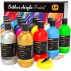 imageNicpro 32 Colors Outdoor Acrylic Paint Bulk with Brush and Sponge Knife NonToxic Paint for Multisurface Rock Wood Fabric Leather Crafts Canvas Shoes and Wall Painting14 Colors