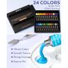 imageNicpro 34PCS Kids Painting Set with Pattern Canvas Art Painting Supplies Kit with 12 Acrylic Paints10 Brushes6 Canvas PanelsTable EaselPaper PadColor WheelPalette for Beginner Student Toddlers24 Colors