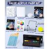imageNicpro 34PCS Kids Painting Set with Pattern Canvas Art Painting Supplies Kit with 12 Acrylic Paints10 Brushes6 Canvas PanelsTable EaselPaper PadColor WheelPalette for Beginner Student Toddlers12 Colors