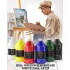 imageNicpro 6 Colors Large Bulk Acrylic Paint Set 128 oz 1 Gallon Rich Art Painting Supplies Non Toxic for Multi Surface Canvas Wood Leather Fabric Stone Craft for Kid ampamp Adult with Pump Color wheel128oz 6colors