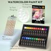 imageNicpro 60 PCS Art Paint Set for Kids ampamp Adult Washable Watercolor Sip Painting Supplies Kit for Beginner with 24 Tube Water Color Paint 8 Brushes12 Canvas Smock 25 Papers Easel Sponge Palette Bag