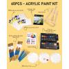 imageNicpro 65PCS Acrylic Paint Canvas Set Kids ampamp Adults Art Painting Supplies Kit with 2 Set of Acrylic Paint 12 Colors 30 Paint Brushes5 CanvasWood Easel3 PaletteA5 Paper Pad for Beginner Artists
