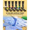 imageNicpro 65PCS Acrylic Paint Canvas Set Kids ampamp Adults Art Painting Supplies Kit with 2 Set of Acrylic Paint 12 Colors 30 Paint Brushes5 CanvasWood Easel3 PaletteA5 Paper Pad for Beginner Artists