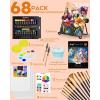 imageNicpro 68PCS Acrylic Paint Canvas Set for Adults ampamp Kids Art Painting Supplies Kit with 24 PaintsTable Easel8 Canvas Panels12 BrushesPaper PadCleaning CupSpongePalette for Artist Beginner
