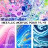 imageNicpro 8 Colors 845oz Metallic Acrylic Pour Paint Supplies Kit Large Volume Ready to Pour Premixed High Flow Pouring Paint Set with Silicone Pouring Oil Gloves Instructions for Beginner DIY18 Colors