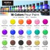 imageNicpro 8 Colors 845oz Metallic Acrylic Pour Paint Supplies Kit Large Volume Ready to Pour Premixed High Flow Pouring Paint Set with Silicone Pouring Oil Gloves Instructions for Beginner DIY18 Colors