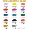 imageNicpro Metallic Acrylic Paint Set 169 oz 500 ml 14 Colors Large Acrylic Paint Bulk Non Toxic Art Painting Supplies for Multi Surface Canvas Rock Wood Leather Stone Metal Craft with Color Wheel14 Metallic Colors