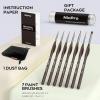 imageNicpro Micro Detail Paint Brush Set  7 PCS Tiny Miniature Paint Brushes Fine Detail Painting Brushes for Acrylic Watercolor Oil ampamp Paint by Number Rock Painting Warhammer 40k Craft  with HolderBrown