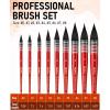 imageNicpro Professional Watercolor Paint Brushes with Nylon Bag 9 PCS Mop Paintbrush Round Synthetic Squirrel Hair Bulk Paint Brushes for Watercolor Painting Gouache Acrylic Oil Wood ColorRed
