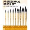 imageNicpro Professional Watercolor Paint Brushes with Nylon Bag 9 PCS Mop Paintbrush Round Synthetic Squirrel Hair Bulk Paint Brushes for Watercolor Painting Gouache Acrylic Oil Wood ColorWood