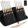 imageNicpro 11 Pack Miniature Paint Brushes Professional Fine Tip Detail Paint Brush Artist Detail Brushes Set for Watercolor Oil Acrylic Craft Models Rock Painting Paint by Numberwith Nylon Holder