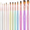 imageNicpro 12pcs Artist Paint Brush Set Pastel Painting Brushes Kit with Flat Round Filbert Angle and Detail Paintbrushes Nylon Bristles Paint Brushes for Acrylic Oil Watercolor Gouache Canvas FaceMacaron