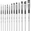 imageNicpro 12pcs Artist Paint Brush Set Pastel Painting Brushes Kit with Flat Round Filbert Angle and Detail Paintbrushes Nylon Bristles Paint Brushes for Acrylic Oil Watercolor Gouache Canvas FaceSilver
