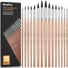 imageNicpro 15 PCS Round Watercolor Detail Paint Brushes Professional Soft Synthetic Squirrel Watercolor Brushes Artist Paint Brush Set for Water Color Painting Oil Model Gouache Ink