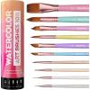 imageNicpro 15PCS Watercolor Brushes Set Artists Professional Watercolor Paint Brush Soft Synthetic Squirrel Hair with Round Flat Dagger Wash for Water Color Gouache Ink  with Holder ampamp BagPink