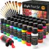 imageNicpro 24 Colors Acrylic Paint Set 2 oz 60 ml with 12 Brushes Non Toxic Art Supplies Kit for Rock Painting Multi Surface Canvas Clay Wood Fabric Craft Ceramic for Kid ampamp Adult Beginner36 Colors