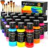 imageNicpro 24 Colors Acrylic Paint Set 2 oz 60 ml with 12 Brushes Non Toxic Art Supplies Kit for Rock Painting Multi Surface Canvas Clay Wood Fabric Craft Ceramic for Kid ampamp Adult Beginner24 Colors
