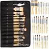 imageNicpro 26pcs Paint Brush Set Professional Paintbrushes with Palette Knife Craft Paint Brushes for Acrylic Painting Oil Watercolor Gouache ampamp Canvas Drawing ampamp Art Supplies for Adults Kids ArtistsBurlywood