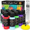 imageNicpro 32 Colors Outdoor Acrylic Paint Bulk with Brush and Sponge Knife NonToxic Paint for Multisurface Rock Wood Fabric Leather Crafts Canvas Shoes and Wall Painting14 Colors