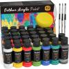 imageNicpro 32 Colors Outdoor Acrylic Paint Bulk with Brush and Sponge Knife NonToxic Paint for Multisurface Rock Wood Fabric Leather Crafts Canvas Shoes and Wall Painting32 Colors