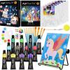 imageNicpro 34PCS Kids Painting Set with Pattern Canvas Art Painting Supplies Kit with 12 Acrylic Paints10 Brushes6 Canvas PanelsTable EaselPaper PadColor WheelPalette for Beginner Student Toddlers12 Colors