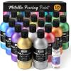 imageNicpro 8 Colors 845oz Metallic Acrylic Pour Paint Supplies Kit Large Volume Ready to Pour Premixed High Flow Pouring Paint Set with Silicone Pouring Oil Gloves Instructions for Beginner DIY18 Colors