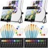 imageNicpro Acrylic Paint Canvas Set for Adults ampamp Kids 80PCS Art Painting Supplies Kit with 212 Colors Paint 6 Canvas 2 Table Easel 210 Brushes 2 Paper Pad 2 Palette for Artist Beginner Students2 Sets