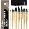 imageNicpro Professional Watercolor Paint Brushes with Nylon Bag 9 PCS Mop Paintbrush Round Synthetic Squirrel Hair Bulk Paint Brushes for Watercolor Painting Gouache Acrylic Oil Wood ColorWood