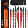imageNicpro Professional Watercolor Paint Brushes with Nylon Bag 9 PCS Mop Paintbrush Round Synthetic Squirrel Hair Bulk Paint Brushes for Watercolor Painting Gouache Acrylic Oil Wood ColorRed
