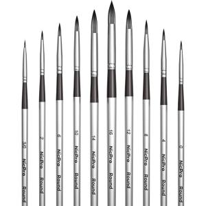 imageNicpro 10 PCS Watercolor Paint Brushes Round Tip Artist Painting Brush Set for Water Color Acrylic Oil Gouache Ink Detail Rock by Number Model Art PaintbrushRound