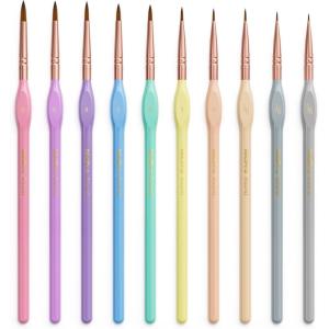 imageNicpro 15PCS Micro Fine Detail Paint Brush Set Macaron Pastel Small Miniature Fine Tip Detail Brushes Kit for Acrylic Oil Watercolor Craft Models Miniatures Rock Painting Paint by Numbers10 PCS