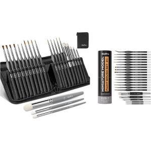 imageNicpro 21 PCS Miniature Paint Brush Dry Brush  20 PCS Detail Paint Brush Dry Brush for Model Painting Citadel